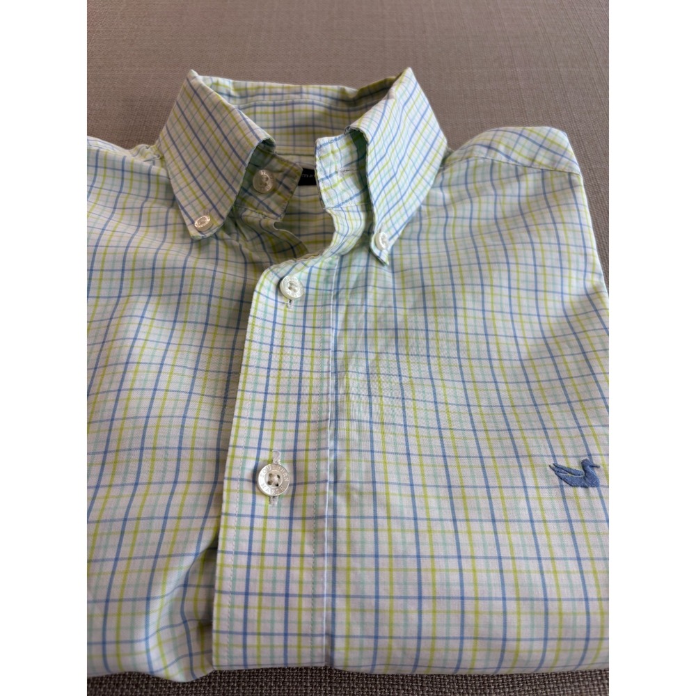 Southern Marsh Men's Wrinkle Free Yellow Blue Plaid Button Down Size M